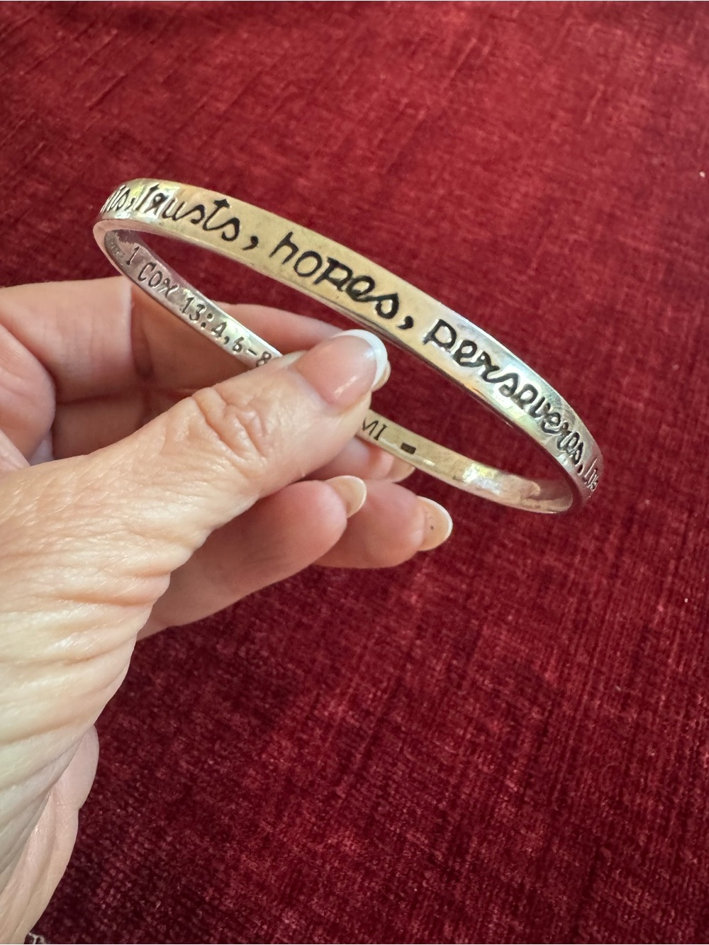 Vintage Sterling Silver Corinthians
13:4-8 Bangle Bracelet Love Is
Patient, Kind